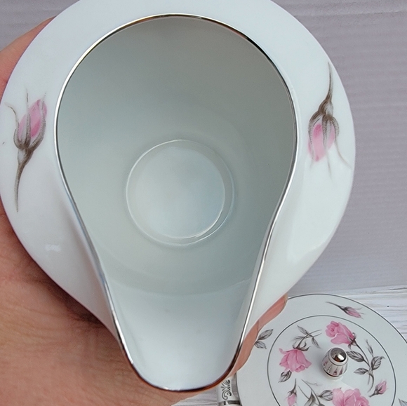 Sango Rosetta 3104 Creamer & Sugar Bowl w/Lid w/Platinum Trim Japan Pink Roses - Picture 5 of 14